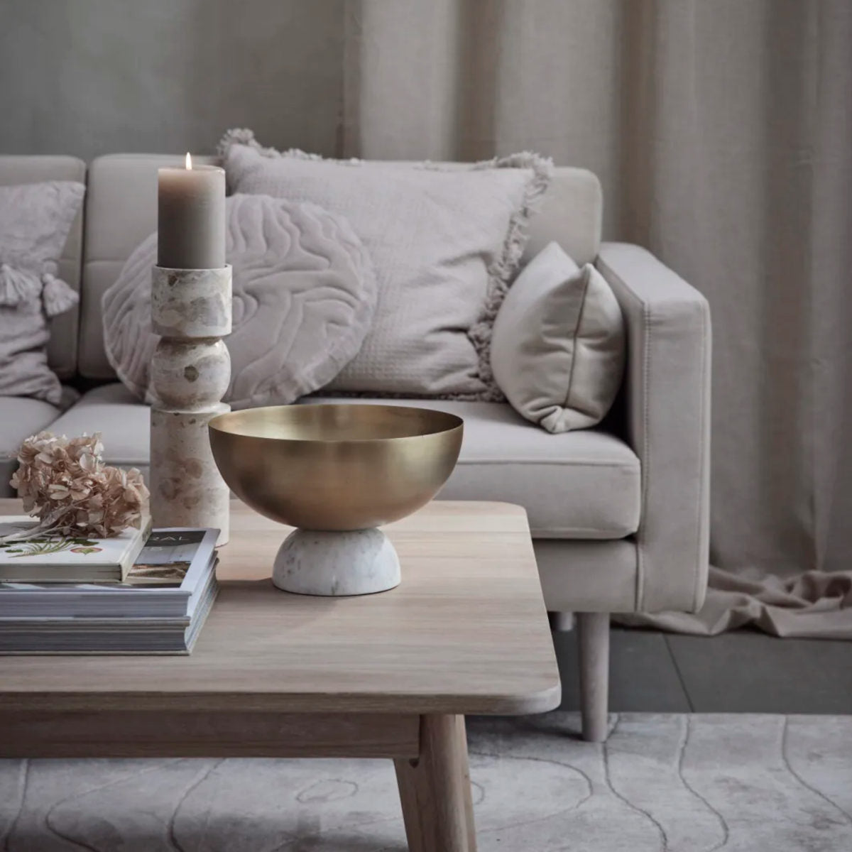 Lene Bjerre Ellia marmor lysestage - sand - 30 cm