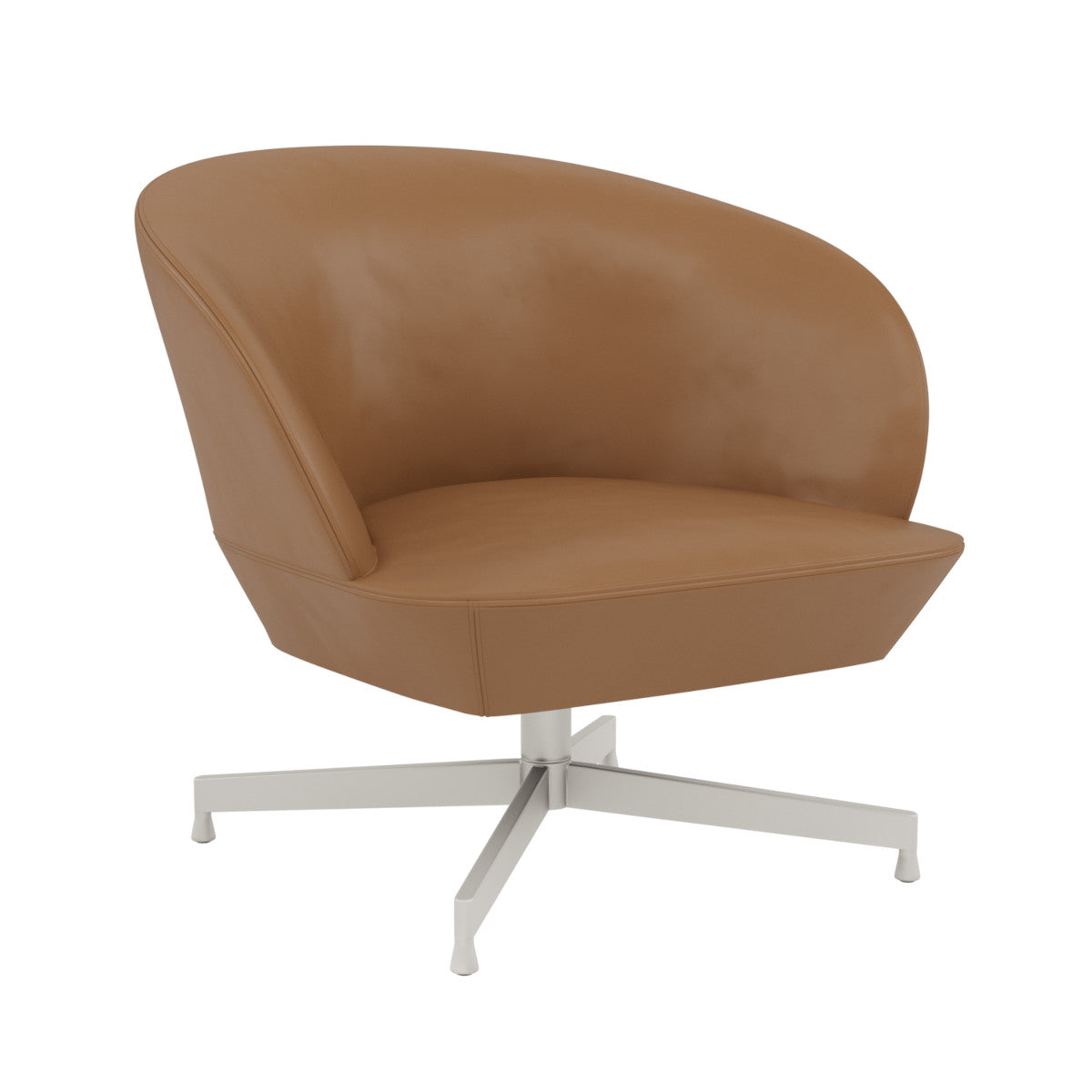 Muuto Oslo Lounge Chair - Swivel - Cognac Leather/Grey