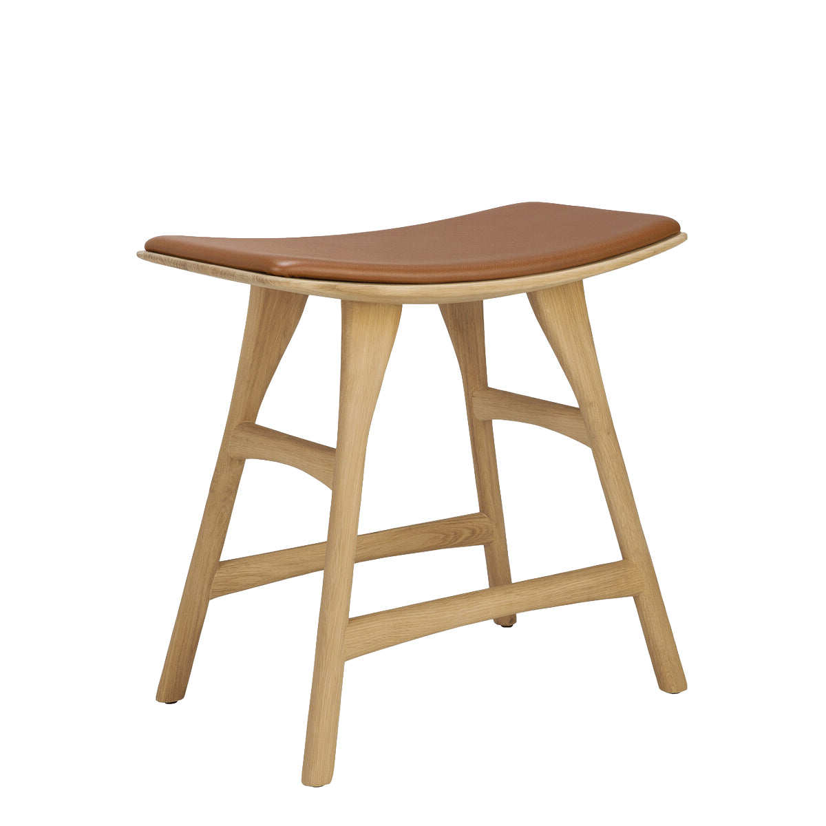 Ethnicraft Osso Dining Stool - Eg - Cognac Læder