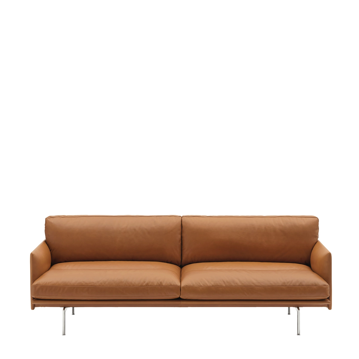 Muuto Outline Soft Sofa - 3-pers. - Cognac Refine Læder - Alu. Stel