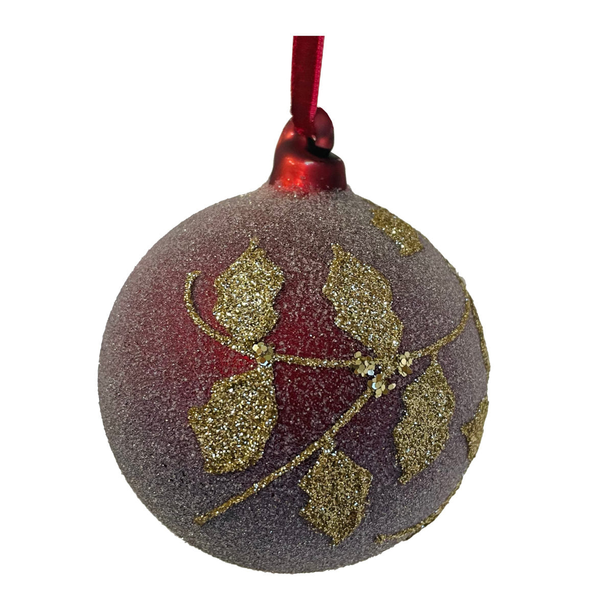 Shishi Holly julekugle - sugared red - 8 cm