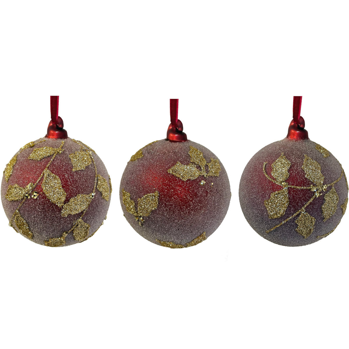 Shishi Holly julekugle - sugared red - 8 cm