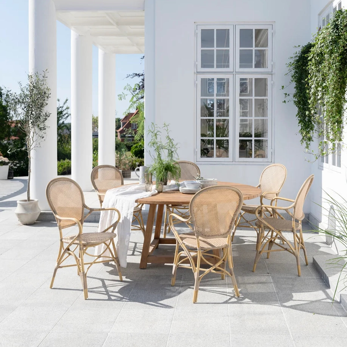 Sika Design Rossini Exterior Caféstol m/ Armlæn - Natur - 6 stk. Samlet - DEMO.