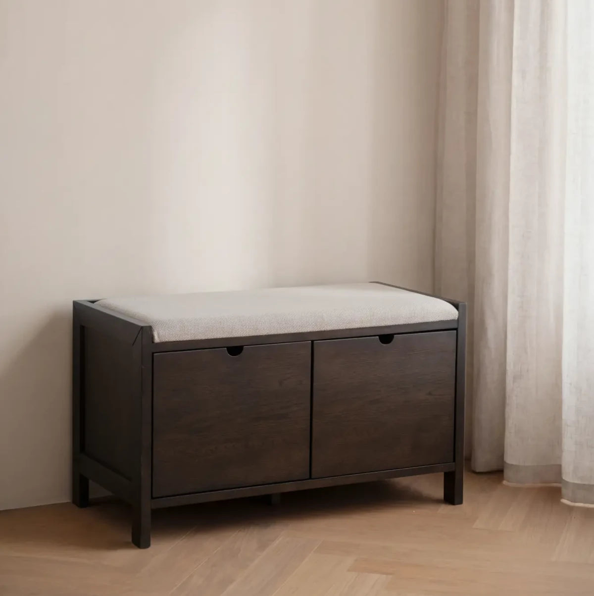 Rowico Hillmond bænk - brun eg/beige