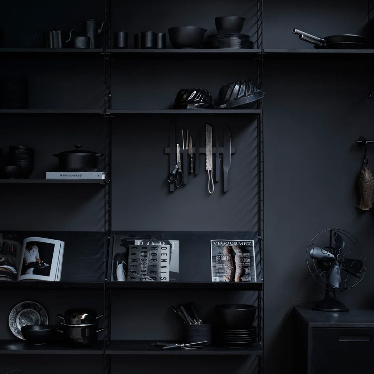 String Shelves 58 x d20 - Black Stained Ash