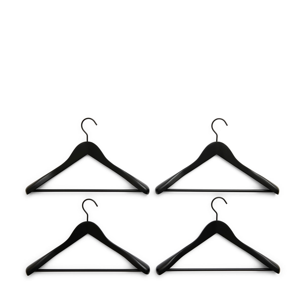 HAY Smooth Coat Hanger Wide w./ Bar - Sort - Sæt af 4 stk.