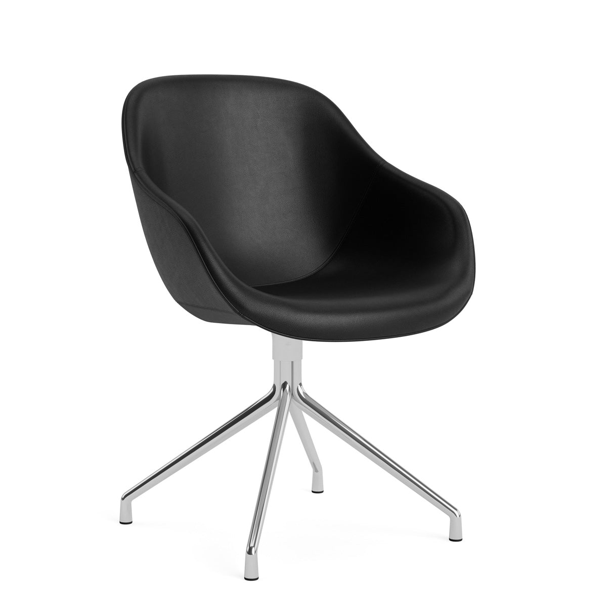 HAY About A Chair - AAC 121 - Sense Sort Læder - Alu. Drejestel