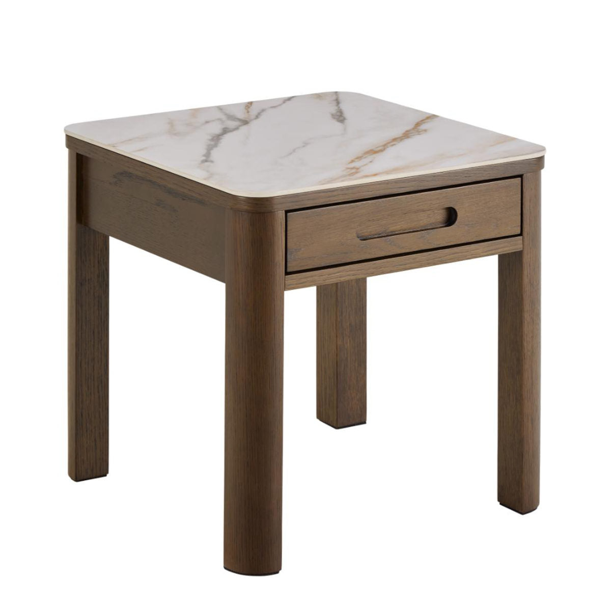 Southampton sidebord / sengebord - creme keramik/røget eg - 45x45
