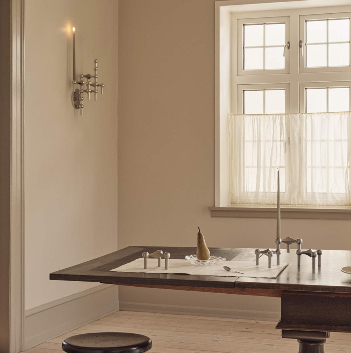 STOFF Nagel Lysestage - Brushed Chrome