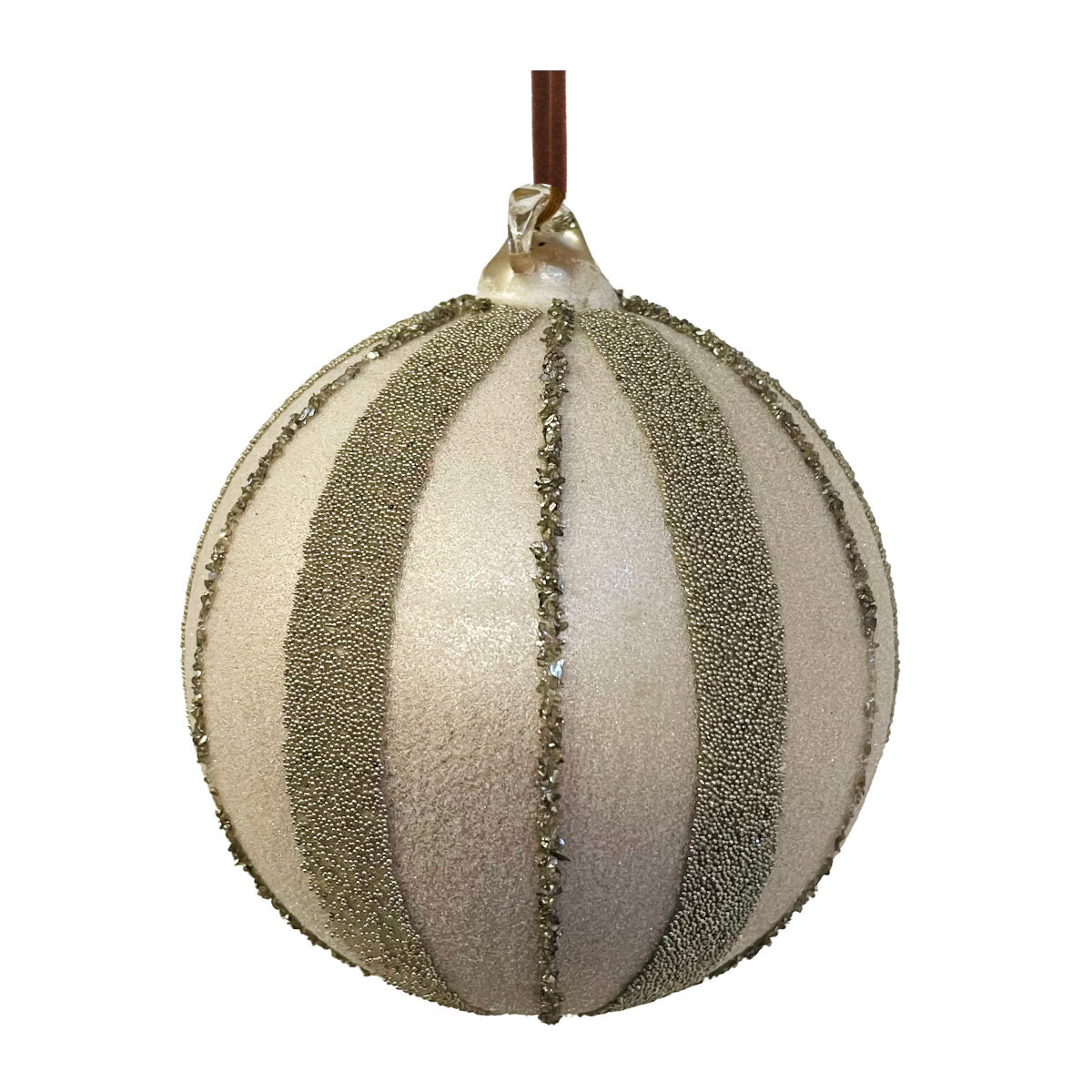 Shishi Sugared Lines julekugle - champagne - 8 cm