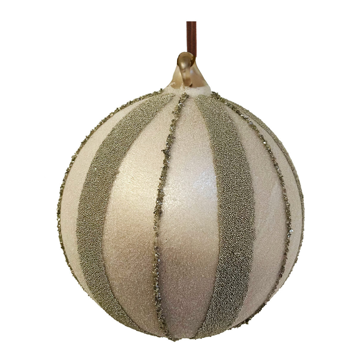Shishi Sugared Lines julekugle - champagne - 10 cm
