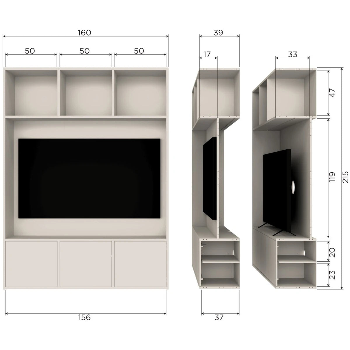 Woood Meggy TV skab - 215x160x40 - pine dust