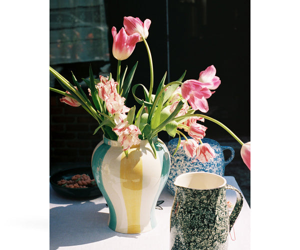 HAY Sobremesa Stripe Vase - Large - Green and Yellow