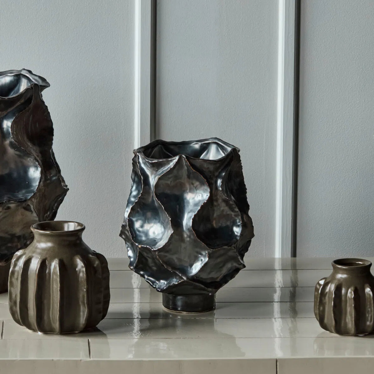 House Doctor Wave vase - 25x20,5 - antik metallisk